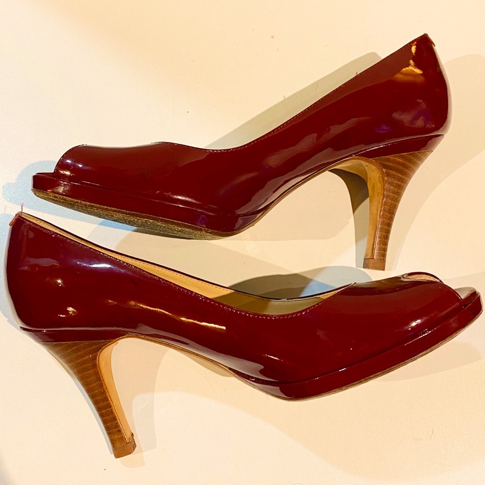 Cole Haan•peep toe pumps• 9.5 Deep Red